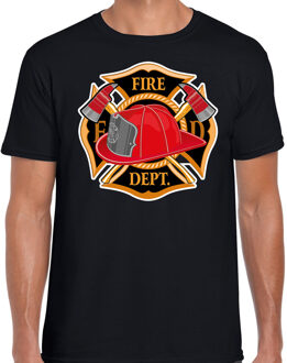 Bellatio Decorations Brandweer logo verkleed t-shirt / outfit zwart voor heren L