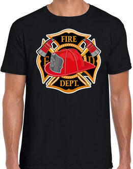 Bellatio Decorations Brandweer logo verkleed t-shirt / outfit zwart voor heren