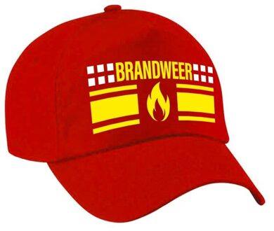 Bellatio Decorations Brandweer met vlam carnaval pet / feestpet voor dames en heren - Verkleedhoofddeksels Rood