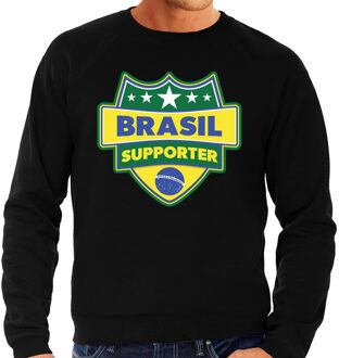 Bellatio Decorations Brasil supporter schild sweater zwart voor heren - Brazilie landen sweater / kleding - EK / WK / Olympische spelen outfit 2XL