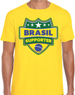 Bellatio Decorations Brasil supporter schild t-shirt geel voor heren - Brazilie landen t-shirt / kleding - EK / WK / Olympische spelen outfit 2XL