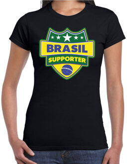 Bellatio Decorations Brasil supporter schild t-shirt zwart voor dames - Brazilie landen t-shirt / kleding - EK / WK / Olympische spelen outfit 2XL