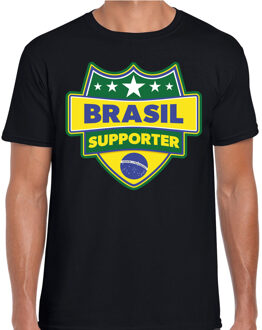 Bellatio Decorations Brasil supporter schild t-shirt zwart voor heren - Brazilie landen t-shirt / kleding - EK / WK / Olympische spelen outfit 2XL