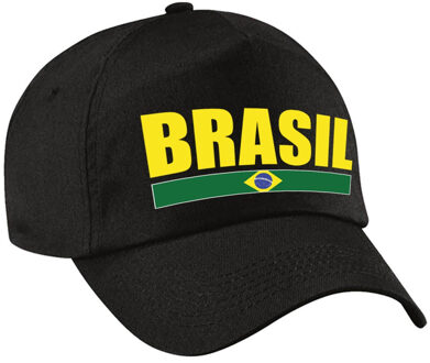 Bellatio Decorations Brasil supporters pet zwart voor jongens en meisjes - kinderpetten - Brazilie landen baseball cap - supporter accessoire