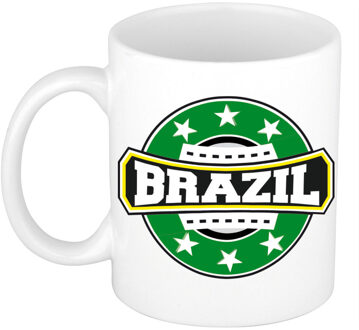 Bellatio Decorations Brazil / Brazilie embleem mok / beker 300 ml Groen