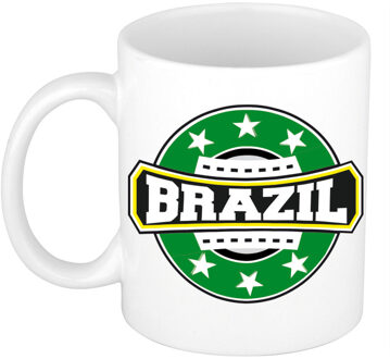 Bellatio Decorations Brazil / Brazilie logo supporters mok / beker 300 ml - feest mokken Groen