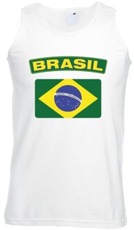 Bellatio Decorations Braziliaanse vlag singlet wit heren