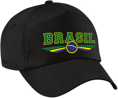 Bellatio Decorations Brazilie / Brasil landen pet / baseball cap zwart voor kinderen - Verkleedhoofddeksels