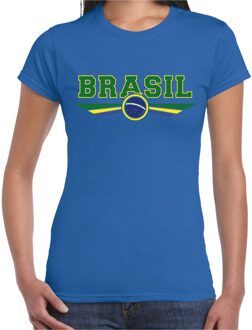 Bellatio Decorations Brazilie / Brasil landen t-shirt blauw dames 2XL