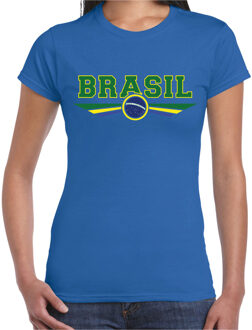 Bellatio Decorations Brazilie / Brasil landen t-shirt blauw dames