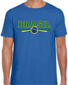 Bellatio Decorations Brazilie / Brasil landen t-shirt blauw heren