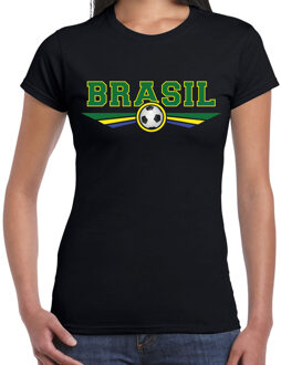 Bellatio Decorations Brazilie / Brasil landen / voetbal t-shirt zwart dames 2XL