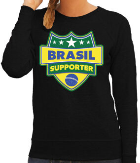 Bellatio Decorations Brazilie / Brasil schild supporter sweater zwart voor dames 2XL