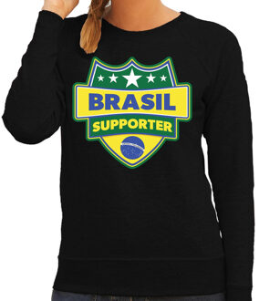 Bellatio Decorations Brazilie / Brasil schild supporter sweater zwart voor dames