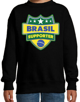 Bellatio Decorations Brazilië / Brasil schild supporter sweater zwart voor kinderen