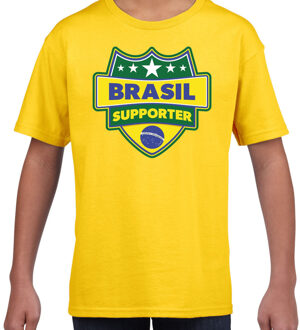 Bellatio Decorations Brazilie /Brasil schild supporter  t-shirt geel voor kinderen L (146-152)