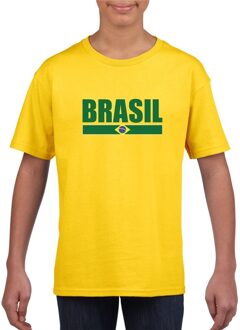 Bellatio Decorations Brazilie supporters t-shirt - geel - voor kinderen - landen vlaggen