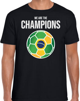 Bellatio Decorations Brazilie WK supporter t-shirt - we are the champions met Braziliaanse voetbal - zwart - heren - kleding / shirt 2XL