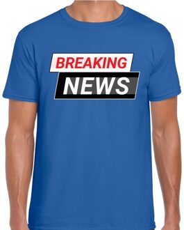 Bellatio Decorations Breaking News t-shirt blauw voor heren