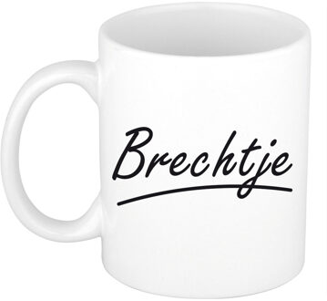 Bellatio Decorations Brechtje voornaam kado beker / mok sierlijke letters - gepersonaliseerde mok met naam - Naam mokken Multikleur