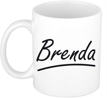 Bellatio Decorations Brenda Naam koffiemok - beker - met sierlijke letters - wit - 300 ml - Cadeau - Dames