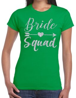 Bellatio Decorations Bride Squad Cupido zilver glitter t-shirt groen dames XS