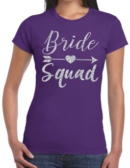 Bellatio Decorations Bride Squad Cupido zilver glitter t-shirt paars dames XS