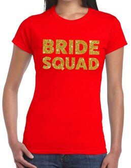 Bellatio Decorations Bride Squad glitter tekst t-shirt rood dames XS