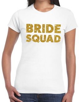 Bellatio Decorations Bride Squad glitter tekst t-shirt wit dames