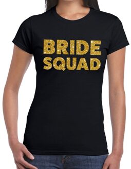 Bellatio Decorations Bride Squad glitter tekst t-shirt zwart dames