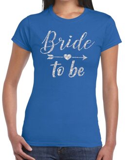 Bellatio Decorations Bride to be Cupido zilver glitter t-shirt blauw dames 2XL