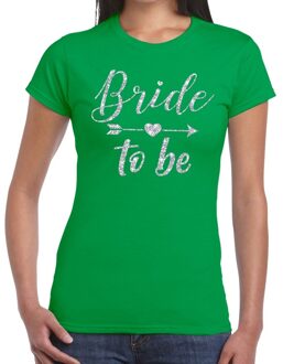 Bellatio Decorations Bride to be Cupido zilver glitter t-shirt groen dames XS