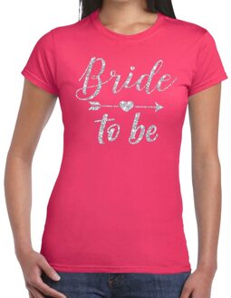 Bellatio Decorations Bride to be Cupido zilver glitter t-shirt roze dames 2XL