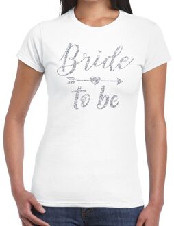 Bellatio Decorations Bride to be Cupido zilver glitter t-shirt wit dames XS