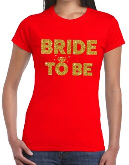 Bellatio Decorations Bride to Be glitter tekst t-shirt rood dames XS