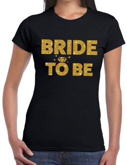 Bellatio Decorations Bride to Be glitter tekst t-shirt zwart dames 2XL