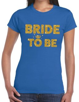 Bellatio Decorations Bride to Be gouden glitter tekst t-shirt blauw dames 2XL