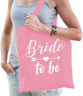 Bellatio Decorations Bride to be tas - bruiloft/vrijgezellenfeest - roze - katoen - 42 x 38 cm - Feest Boodschappentasse