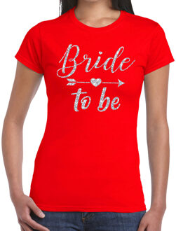 Bellatio Decorations Bride to be tekst t-shirt met Cupido pijl rood dames - dames shirt Bride to be- Vrijgezellenfeest kleding 2XL