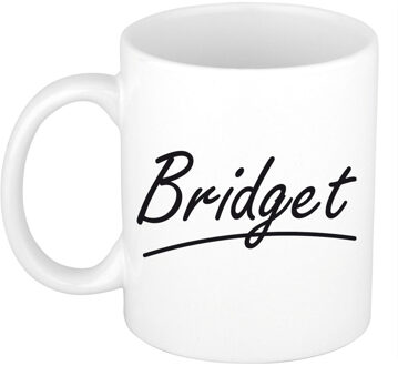 Bellatio Decorations Bridget Naam koffiemok - beker - met sierlijke letters - wit - 300 ml - Cadeau - Dames