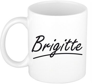 Bellatio Decorations Brigitte voornaam kado beker / mok sierlijke letters - gepersonaliseerde mok met naam - Naam mokken Multikleur