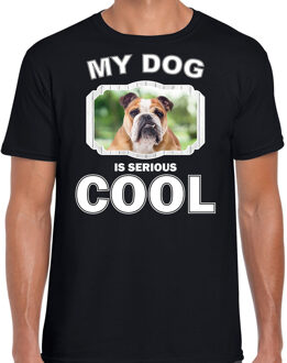 Bellatio Decorations Britse bulldog honden t-shirt my dog is serious cool zwart - heren - Coole Britse bulldogs liefhebber cadeau shirt 2XL