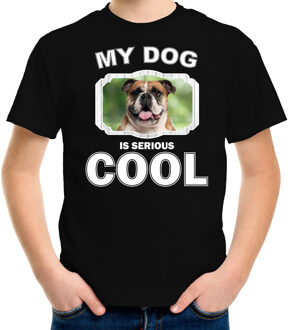 Bellatio Decorations Britse bulldog honden t-shirt my dog is serious cool zwart - kinderen - Britse bulldogs liefhebber cadeau shirt L (146-152)