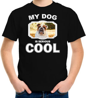 Bellatio Decorations Britse bulldog honden t-shirt my dog is serious cool zwart - kinderen - Britse bulldogs liefhebber cadeau shirt L (146-152)