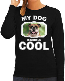 Bellatio Decorations Britse bulldog honden trui / sweater my dog is serious cool zwart - dames - Britse bulldogs liefhebber cadeau sweaters 2XL