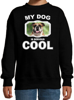 Bellatio Decorations Britse bulldog honden trui / sweater my dog is serious cool zwart - kinderen - Britse bulldogs liefhebber cadeau sweaters 12-13 jaar (152/164)