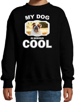 Bellatio Decorations Britse bulldog honden trui / sweater my dog is serious cool zwart - kinderen - Britse bulldogs liefhebber cadeau sweaters 12-13 jaar (152/164)