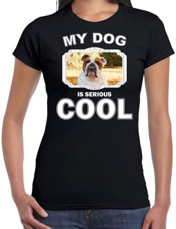 Bellatio Decorations Britse bulldogs honden t-shirt my dog is serious cool zwart - dames - Britse bulldog liefhebber cadeau shirt 2XL