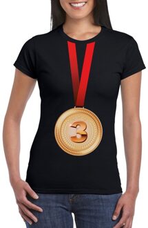 Bellatio Decorations Bronzen medaille kampioen shirt zwart dames S