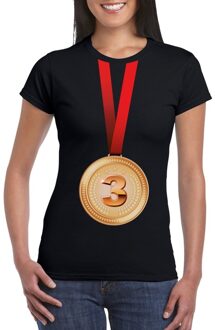 Bellatio Decorations Bronzen medaille kampioen shirt zwart dames